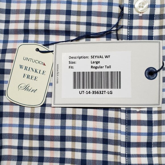 UNTUCKit Seyval WF Shirt Mens LT Multicolor Check Long Sleeve Button Up New - Picture 8 of 13